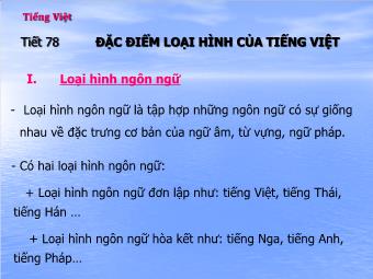 Bài giảng Ngữ văn Lớp 11 - Tiết 78: Tiếng Việt: Đặc điểm loại hình của tiếng Việt