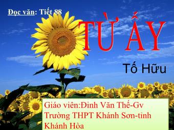 Bài giảng Ngữ văn Lớp 11 - Tiết 88: Đọc văn: Từ ấy (Tố Hữu) - Đinh Văn Thế