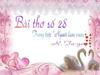 Bài giảng Ngữ văn Lớp 11 - Tiết 95: Đọc văn: Bài thơ số 28 (Trong tập Người làm vườn - Tago)