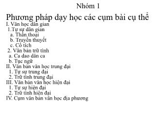 Bài giảng Phương pháp dạy học môn Ngữ văn