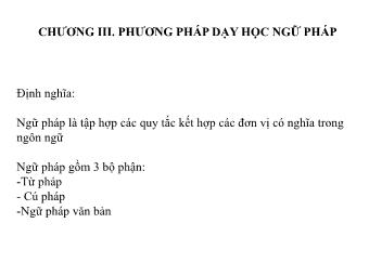 Bài giảng Phương pháp dạy học ngữ pháp