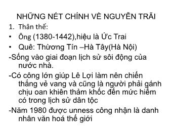 Bài giảng Tìm hiểu về tác giả Nguyễn Trãi