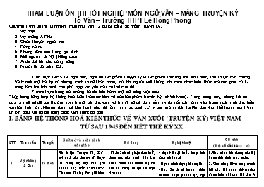 Tham luận ôn thi tốt nghiệp môn Ngữ văn – Mảng truyện ký tổ Văn – trường THPT Lê Hồng Phong