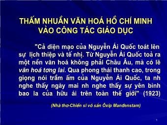 Thấm nhuần văn hóa Hồ Chí Minh vào công tác giáo dục