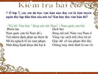 Bài giảng môn Ngữ Văn Lớp 8 - Tiết 97 : Tìm hiểu văn bản: Nước Đại Việt ta (Trích Bình Ngô đại cáo)