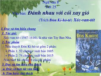 Bài giảng Ngữ văn Lớp 8 - Tiết 26: Đánh nhau với cối xay gió (Xéc-van-tét) - Trường THCS Yên Khánh