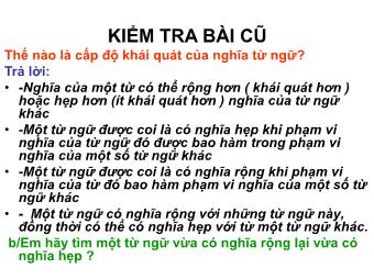 Bài giảng môn Ngữ văn 8 - Tiết 7: Tiếng Việt Trường từ vựng