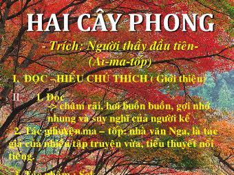 Bài giảng môn Ngữ văn Khối 8 - Đọc hiểu văn bản: Hai cây phong