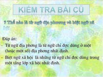 Bài giảng môn Ngữ văn Lớp 8 - Tiết 23: Trợ từ, thán từ