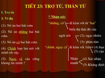 Bài giảng Ngữ văn Khối 8 - Tiết 23: Trợ từ, thán từ