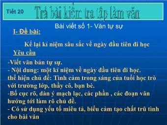 Bài giảng Ngữ văn Lớp 8 - Tiết 20: Trả bài kiểm tra Tập làm văn - Bài viết số 1: Văn tự sự