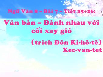 Bài giảng Ngữ văn Lớp 8 - Tiết 25,26: Đọc văn bản Đánh nhau với cối xay gió