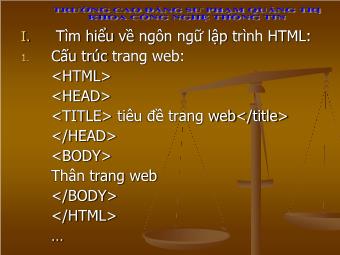 Bài giảng Tìm hiểu về ngôn ngữ lập trình HTML