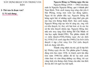 Chuyên đề Ngữ văn Khối 8 - Xây dựng đoạn văn trong văn bản