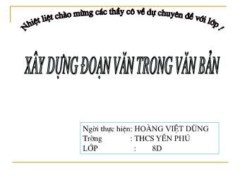 Chuyên đề Ngữ văn Lớp 8 - Xây dựng đoạn văn trong văn bản - Hoàng Việt Dũng