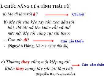 Bài giảng Ngữ văn 8 - Phần Tiếng Việt Tiết 27: Tình thái từ