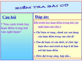 Bài giảng Ngữ văn 8 - Tiết 102: Luyện tập xây dựng và trình bày luận điểm