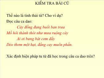 Bài giảng Ngữ văn Khối 8 - Tiếng Việt Tiết 37: Nói quá (Bản chuẩn)