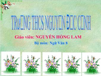 Bài giảng Ngữ văn Khối 8 - Tiết 114: Tiếng Việt Lựa chọn trật tự từ trong câu - Nguyễn Hồng Lam