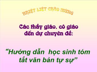 Bài giảng Ngữ văn Lớp 8 - Tiết 17: Tóm tắt văn bản tự sự