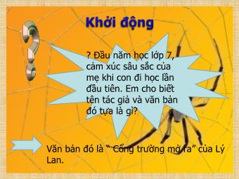 Bài giảng Ngữ văn Lớp 8 - Tìm hiểu văn bản: Tôi đi học (Thanh Tịnh)