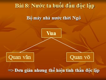 Bài giảng môn Lịch sử Lớp 7 - Bài 8: Nước ta buổi đdầu độc lập