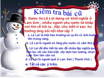 Bài giảng môn Lịch sử Lớp 7 - Tiết 38, Bài 19: Cuộc khởi nghĩa Lam Sơn (1418-1427)