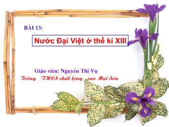 Bài giảng Lịch sử Khối 7 - Bài 13: Nước Đại Việt ở thế kỉ XIII - Nguyễn Thị Vụ