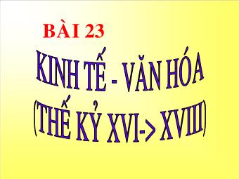 Bài giảng Lịch sử Khối 7 - Bài 23: Kinh tế, văn hóa thế kỉ XVI-XVIII (Bản hay)