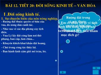 Bài giảng Lịch sử Khối 7 - Tiết 20, Bài 12: Đời sống kinh tế, văn hoá