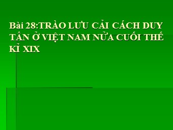 Bài giảng Lịch sử Lớp 8 - Bài 28: Trào lưu cải cách Duy Tân ở Việt Nam nửa cuối thế kỉ XIX (Chuẩn kiến thức)