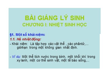 Bài giảng Lý sinh