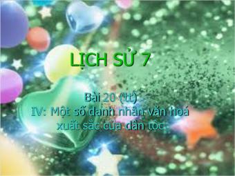 Bài giảng môn Lịch sử Khối 7 - Bài 20: Nước Đại Việt thời Lê Sơ (Tiếp theo)