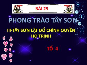 Bài thuyết trình Lịch sử Khối 7 - Bài 25: Phong trào Tây Sơn