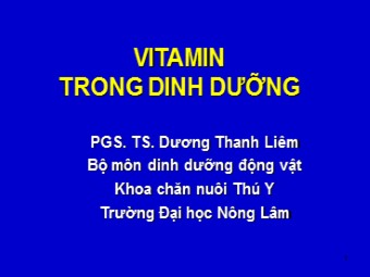 Chủ đề Vitamin trong dinh dưỡng