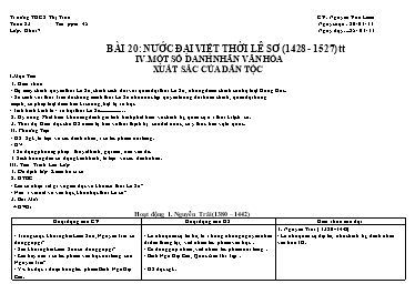Giáo án Lịch sử Lớp 7 - Bài 20, Phần 2: Bài 20: Nước Đại Việt thời Lê Sơ (1428-1527) - Nguyễn Văn Liêm