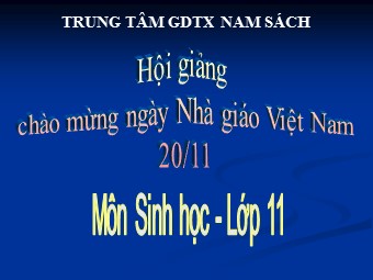 Bài giảng Sinh học Lớp 11 - Bài 20: Cân bằng nội môi - Trung tâm GDTX Nam Sách