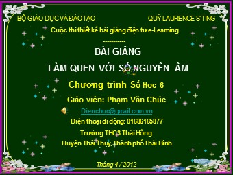 Bài giảng Đại số Lớp 6 - Chương 2 - Bài 1: Làm quen với số nguyên âm - Phạm Văn Chúc