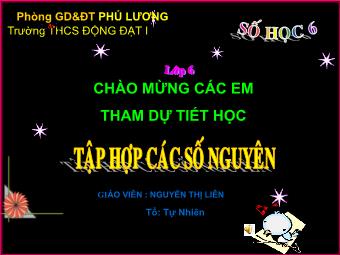 Bài giảng Đại số Lớp 6 - Chương 2 - Bài 2: Tập hợp các số nguyên - Nguyễn Thị Liên