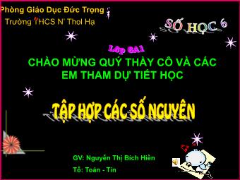 Bài giảng Đại số Lớp 6 - Chương 2 - Bài 2: Tập hợp các số nguyên - Nguyễn Thị Bích Hiền