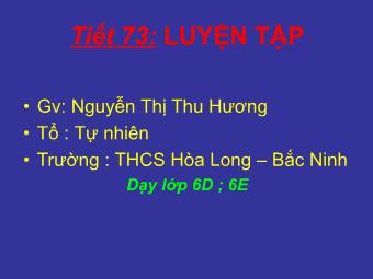 Bài giảng Đại số Lớp 6 - Tiết 73: Luyện tập - Nguyễn Thị Thu Hương