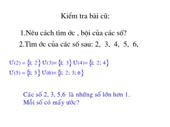 Bài giảng môn Đại số Lớp 6 - Chương 1 - Bài 14: Số nguyên tố. Hợp số, bảng số nguyên tố (Bản chuẩn kiến thức)