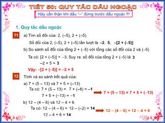 Bài giảng môn Đại số Lớp 6 - Chương 2 - Bài 8: Quy tắc dấu ngoặc