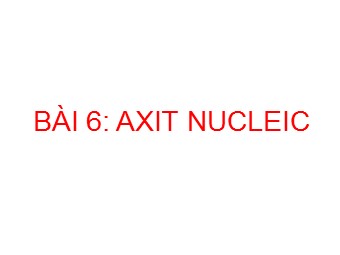 Bài giảng môn Sinh học Lớp 10 - Bài 6: Axit nuclêic
