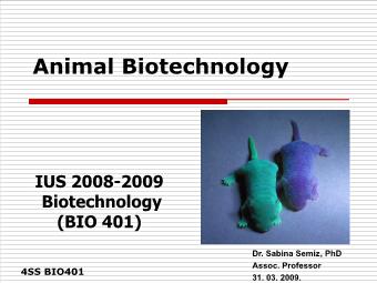 Bài giảng Nhập môn công nghệ sinh học - Animal Biotechnology