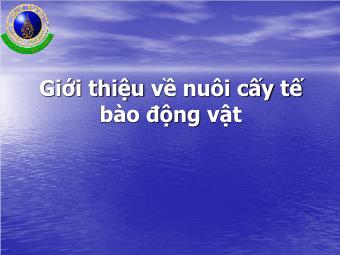 Bài giảng Nhập môn công nghệ sinh học - Giới thiệu về nuôi cấy tế bào động vật