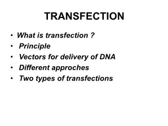 Bài giảng Nhập môn công nghệ sinh học - Transfection