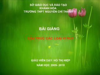 Bài giảng Sinh học Lớp 10 - Bài 29: Cấu trúc các loại virut - Trường THPT Nguyễn Chí Thanh