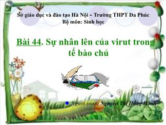 Bài giảng Sinh học Lớp 10 - Bài 44: Sự nhân lên của virut trong tế bào chủ - Nguyễn Thị Hồng Hạnh