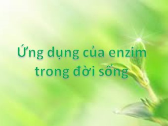 Bài giảng Ứng dụng của enzim trong đời sống